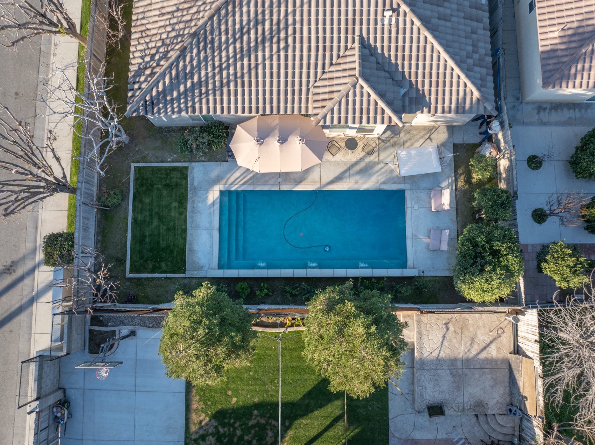 Aerial view of custom lap pool